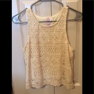 White lace crop top from Francesca’s!